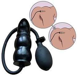 Plug Anal Inflável Escalonado Expansão Gradual em Silicone com Bomba Manual 15,5 x 5cm Preto