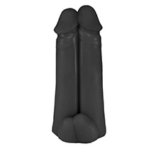 Foto do Produto P�nis Real�stico em PVC Flex�vel Duplo Amigos 18 x 6cm Preto
