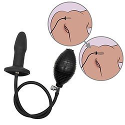 Plug Anal Inflável Expansão Gradual em Silicone com Bomba Manual 10,5 x 3cm Preto