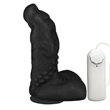 Foto do Produto Pênis Feito em PVC Flexível com Escroto, Vibrador e Ventosa Goodzilla 20 x 6,5cm Preto