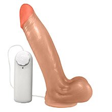 Foto do Produto P�nis Maci�o Lover em PVC Flex�vel com Vibrador e Ventosa 18 x 4,5cm Bege