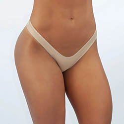 Calcinha Tanga Asa Delta Fio Dental Sexy em Lycra e Forro de Algodão Bege