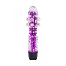 Vibrador Personal Multivelocidade com Capa Peniana Remov�vel em Silicone com P�rolas Roxo