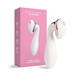 Foto do Produto Vibrador Feminino em Silicone Recarreg�vel 5 Suc��es e 10 Vibra��es My Moment Branco
