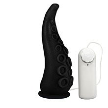 Dildo Feito em PVC Flexível em Formato de Tentáculos com Vibrador e Ventosa 18 x 5cm Preto