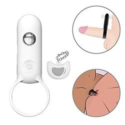 Anel Peniano Recarregável em Silicone 3 Vibrações com Controle sem Fio e Case Branco