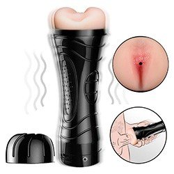 Foto do Produto Masturbador Disfarçado Lanterna Recarregável em Cyberskin com Ânus Multivelocidade Nick Bege