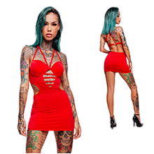 Foto do Produto Vestido Sensual Sexy em Suplex Poli�ster Frente �nica com Bojo e Aro Vermelho