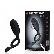 Anel Peniano em Silicone com Estimulador Clitoriano Vibrat�rio ETHEL Preto