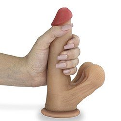 Foto do Produto Pênis Realístico com Escroto e Ventosa Mamba - Dildo em PVC Flexível 18 x 4,1cm Bege