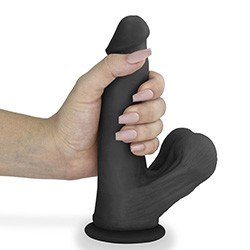 Foto do Produto Pênis Realístico com Escroto e Ventosa Mamba - Dildo em PVC Flexível 18 x 4,1cm Preto