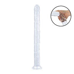 Pênis Realístico com Ventosa Biglong - Dildo em TPE (Jelly Macio) Flexível 45 x 4,5cm Transparente