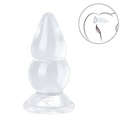 Foto do Produto Plug Anal Escalonado para Estimulação Progressiva - TPE (Jelly Macio) 16 x 10cm Transparente