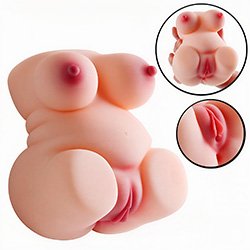Masturbador Masculino com �nus, Vagina e Seios em Cyberskin Formato Mini Corpo Gordinha Bege