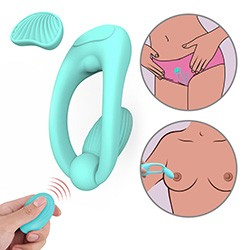 Vibrador para Clitóris para Calcinha Recarregável em Silicone 10 Vibrações e Controle sem Fio Cyan