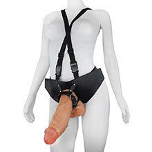 Cinta Peniana com Pênis Gigante e Grosso Flexível com Escroto Coragem 27,5 x 7,8cm Bege