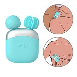 Foto do Produto Estimulador de Clit�ris e Mamilo Recarreg�vel em Silicone com 10 Vibra��es e 3 Rota��es Cyan