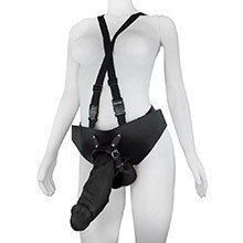 Cinta Peniana com Pênis Gigante e Grosso Flexível com Escroto Coragem 27,5 x 7,8cm Preto