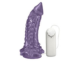 Foto do Produto P�nis Feito em PVC Flex�vel com Massageador Reptile com Vibrador 18 x 4,5cm Roxo Cintilante