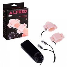 Vibrador Masculino Duplo para Glande do Pênis com Multivelocidade e Controle com Fio Alfred Bege