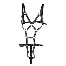 Body Fetiche Feminino Sado Com Argolas e Regulagem Preto