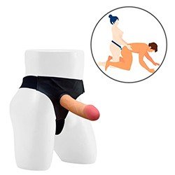Capa Peniana em Silicone Toque Aveludado de 16cm e Extensor Interno de 6cm com Cinta Bege