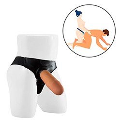 Capa Peniana em Silicone Toque Aveludado de 17cm e Extensor Interno de 5cm com Cinta Bege