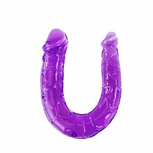 Foto do Produto P�nis Duas Pontas em Jelly com Textura e Glandes Roxo