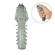 Foto do Produto Capa Peniana sem Vibrador em Jelly com Textura 14 x 3,5cm Fum�