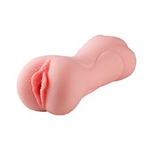 Foto do Produto Masturbador Vagina Dupla em Cyberskin com Textura Interna Bege