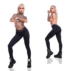 Calça Sensual Sexy em Suplex Poliamida Levanta Bumbum com Bolso Atrás e Cós de Elástico Preto