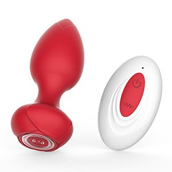 Foto do Produto Plug Anal Recarreg�vel em Silicone com 10 Vibra��es e Controle sem Fio Vermelho