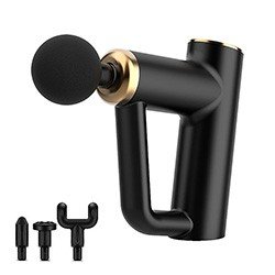 Massageador Erótico em ABS Recarregável com 4 Ponteiras e 6 Vibrações Massage Gun Preto
