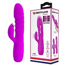 Foto do Produto Vibrador Duplo em Silicone Recarregável com 12 Vibrações Vai e Vem Melanie Roxo