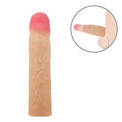 Capa Peniana em Cyberskin (Imita a Pele Humana) 19,5 x 4cm com Extensor Interno de 7,6cm Kylian Bege