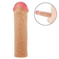 Capa Peniana em Cyberskin (Imita a Pele Humana) 16,5 x 3,8cm com Extensor Interno de 2,5cm Nile Bege