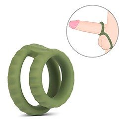 Foto do Produto Anel Peniano e Escrotal Duo em Silicone Grosso para Ere��es Firmes e Prolongadas - Verde Militar