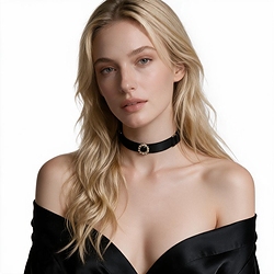 Coleira Social Choker com Ajuste de Tamanho e Pingente com Strass Preta