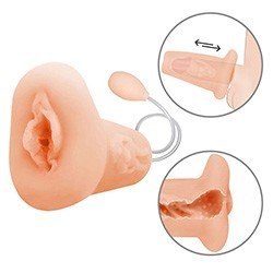 Foto do Produto Masturbador Masculino Formato de Vagina em Cyberskin (Imita a Pele Humana) com Bomba Sucção Manual