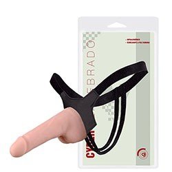 Foto do Produto Pênis Realístico em Cyberskin com Escroto, Vértebras e Cinta de Elástico 17 x 3,5cm Bege