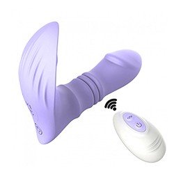 Vibrador Feminino Recarregável em Silicone com 10 Velocidades de Vai e Vem e Controle sem Fio Lilás