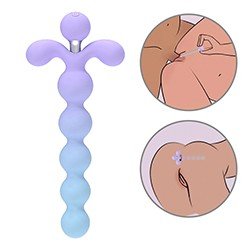 Bolinha Anal Recarregável em Silicone com 10 Vibrações Roxo Degradê