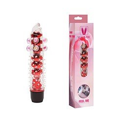 Vibrador Personal com Capa Texturizada e P�rolas Estimuladoras Vermelho
