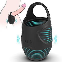Anel Peniano e Escrotal em Silicone Recarreg�vel 7 Vibra��es Egg Pro Preto