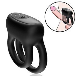 Foto do Produto Anel Peniano e Escrotal com Vibrador Recarreg�vel em Silicone com 9 Vibra��es Anel Duplo Preto