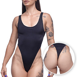 Foto do Produto Mai� Fio Dental Sensual Sexy em Poliamida sem Bojo Cavado Preto
