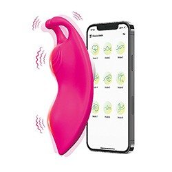 Calcinha Vibratória Recarregável em Silicone 9 Vibrações e Controle por APP Borboleta Buzzy Pink