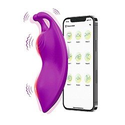 Calcinha Vibratória Recarregável em Silicone 9 Vibrações e Controle por APP Borboleta Buzzy Roxo