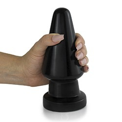 Foto do Produto Plug Anal Vulc�o em PVC Flex�vel Macio com Base Firme e Formato C�nico 17,5 x 7cm Preto