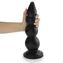 Foto do Produto Plug Anal GRADUADO GG em PVC Flexível Macio, Esferas Progressivas e Base Firme 30 x 8,3cm Preto
